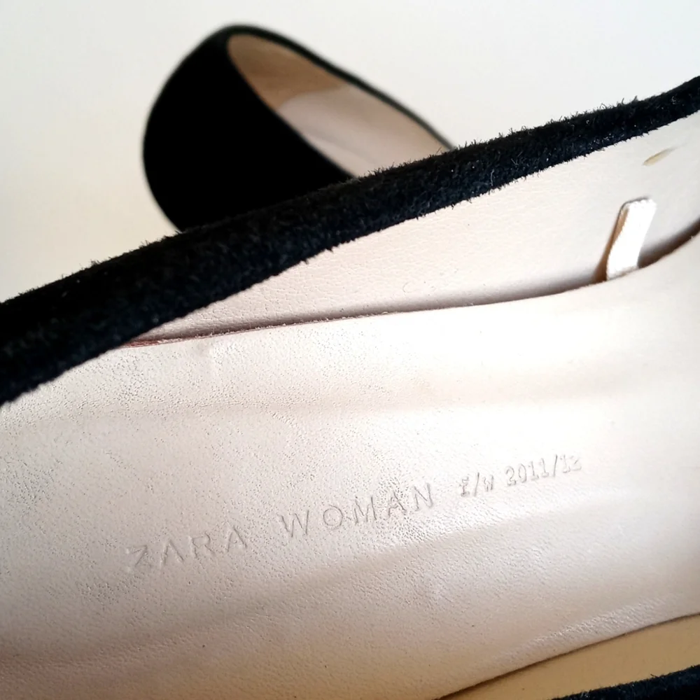 Zara Women’s Elegant Black Leather Suede Steel Chrome 5” Platform Heels 38 (7.5)